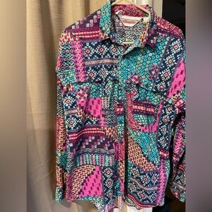Mens Colorful Geometric Pattern Shirt Sz lg